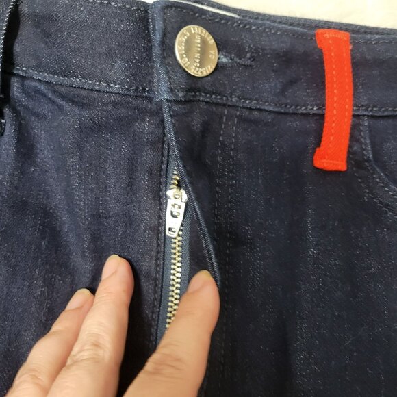 Current/Elliot Dark Wash Blue Denim Red Pocket Mini Jean Skirt 30 - Picture 11 of 12